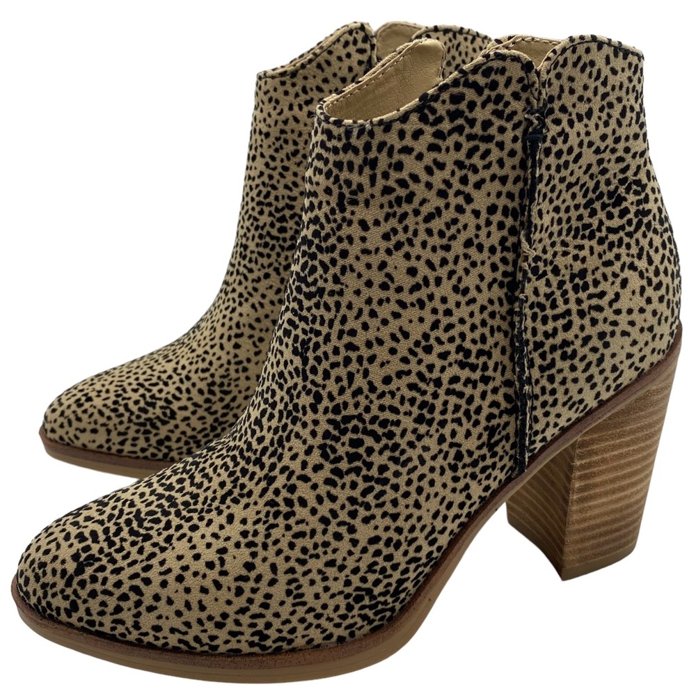MIA Womens Boots Tracee Size 6 Wide Brown Vegan Textile Block Heel Ankle Casual